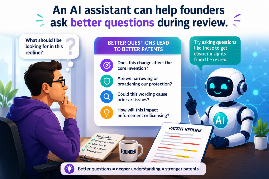 One of the best uses of AI in patent redline review is not replacing the attorney. It is helping the founder show up better prepared. 