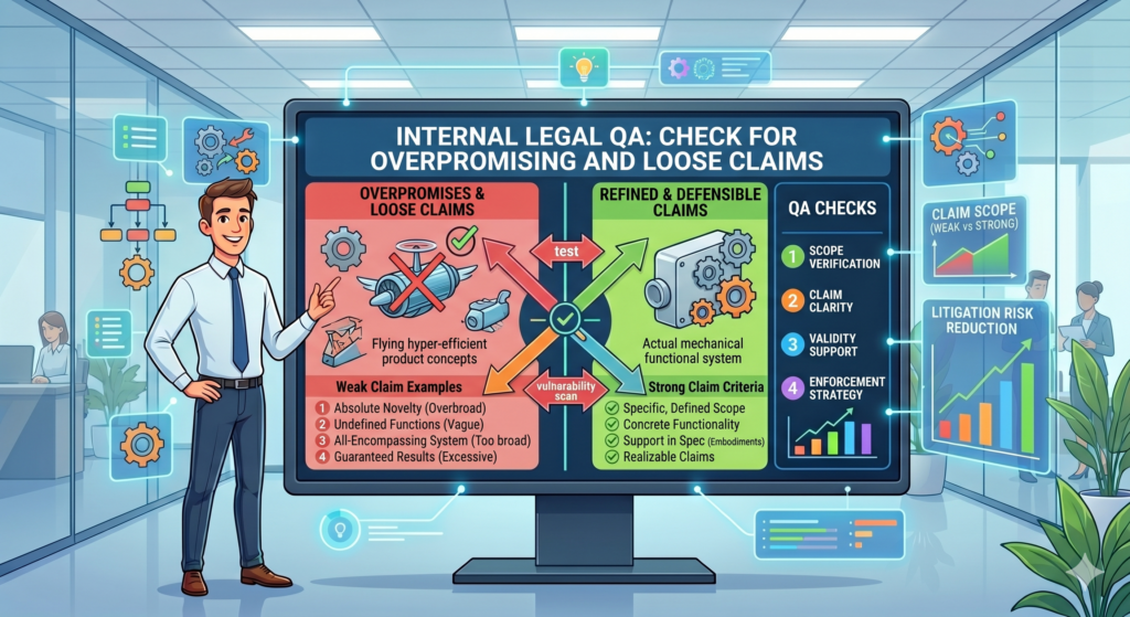It should not say the invention always works, solves every case, guarantees perfect results, or beats every old method unless the team can support that with care. Loose claims and broad promises can create trouble.