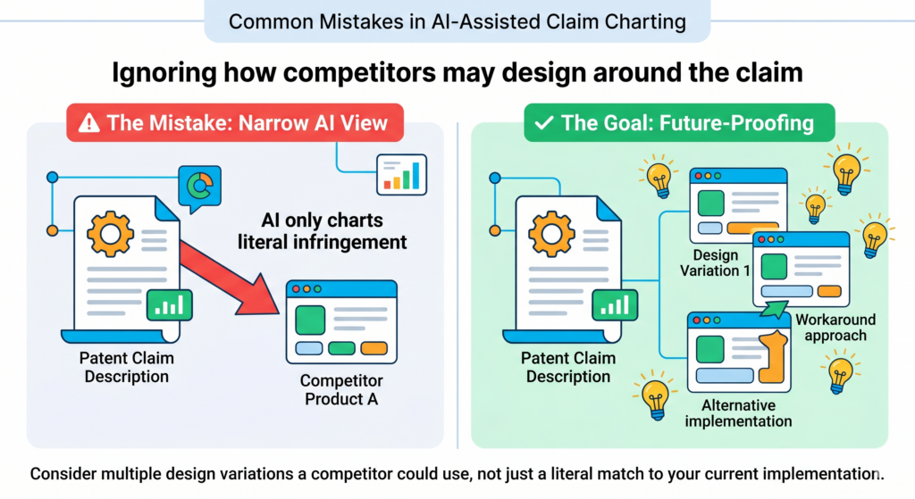 A claim chart can show whether a product appears to match a claim. But smart charting should also ask another question: how easy would it be to avoid this claim?