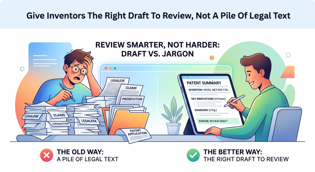 Inventor approval fails when the review package is hard to understand. Many teams send the full patent draft as a dense document and expect engineers or founders to read every line with care.