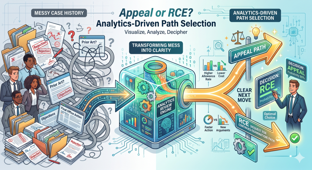 By the time a case reaches the appeal-or-RCE choice, the file can feel messy. There may be several office actions, several claim versions, interview notes, old references, new references, and long arguments that no founder wants to read twice.