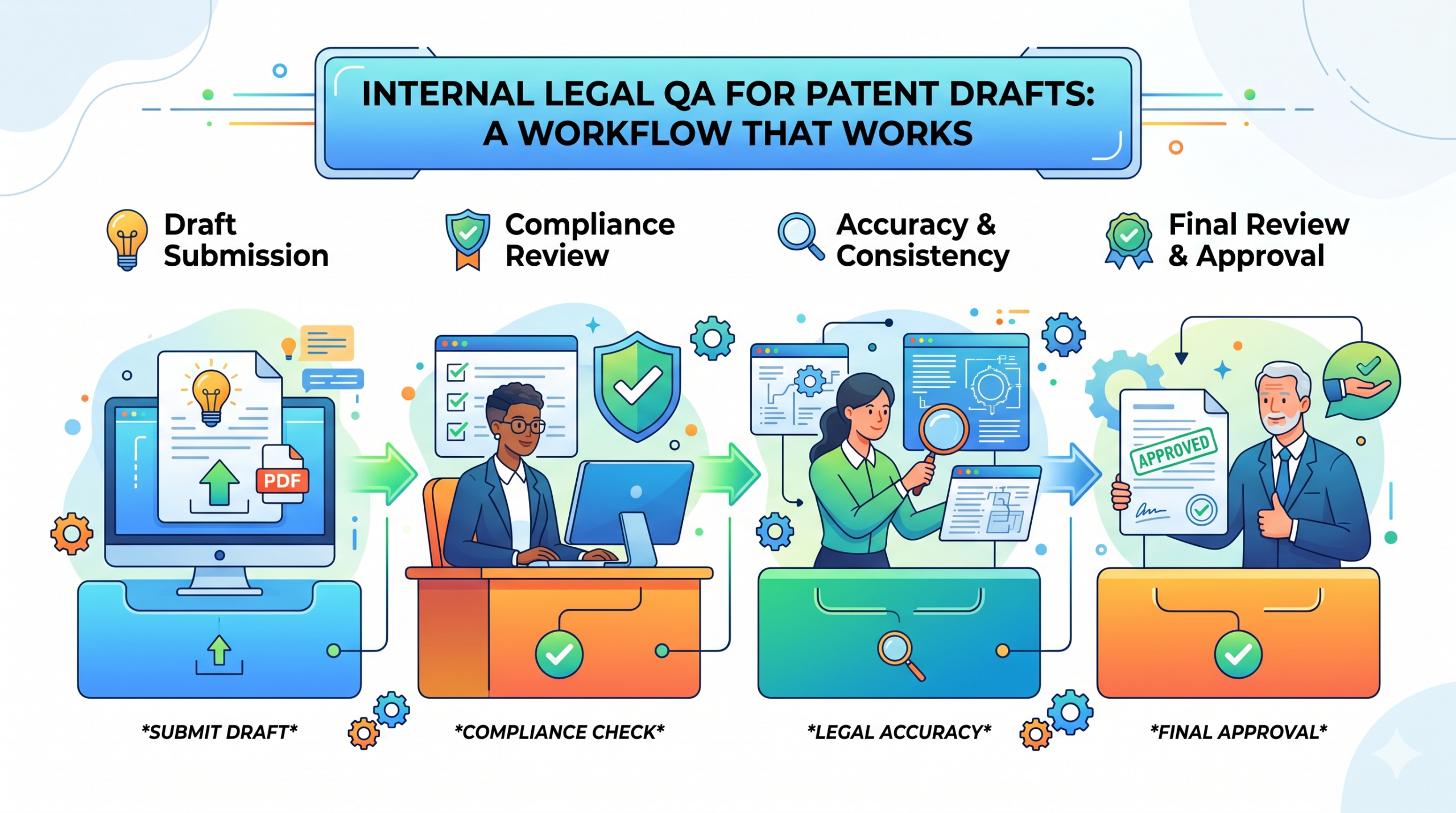 Build a simple legal QA workflow for patent drafts that helps teams catch errors early, reduce delays, and file with more confidence.