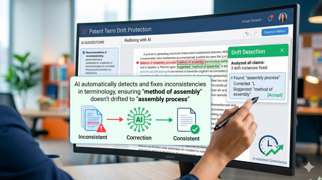 Term drift is one of the quiet reasons patent drafts become hard to review. It happens when the same idea gets called by different names across the application. At first, this may not seem like a big issue.