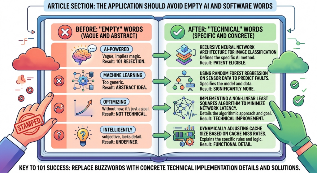 Some patent drafts sound advanced but say very little. They use words like intelligent, adaptive, automated, dynamic, scalable, seamless, and optimized.