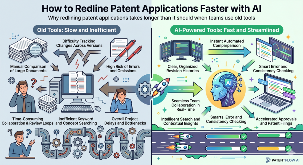 Redlining a patent application should be simple. You read the draft, mark what changed, fix weak spots, and move the application closer to filing. But in real life, it often feels much harder than that.