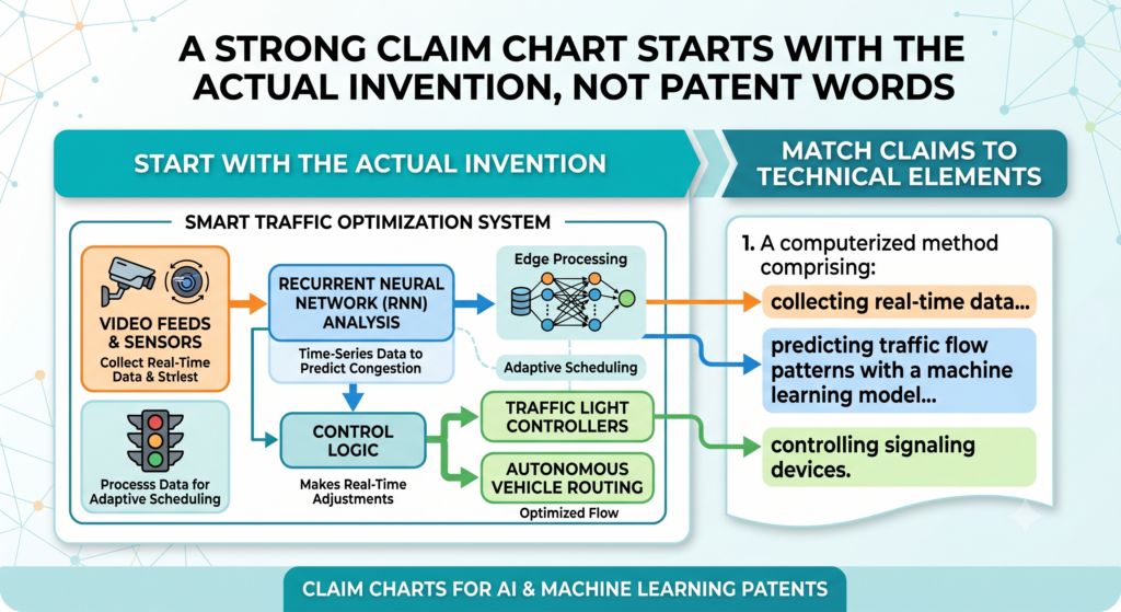 A good AI claim chart does not start with fancy patent wording. It starts with the real thing your team built. This matters because AI products often sound the same from far away.