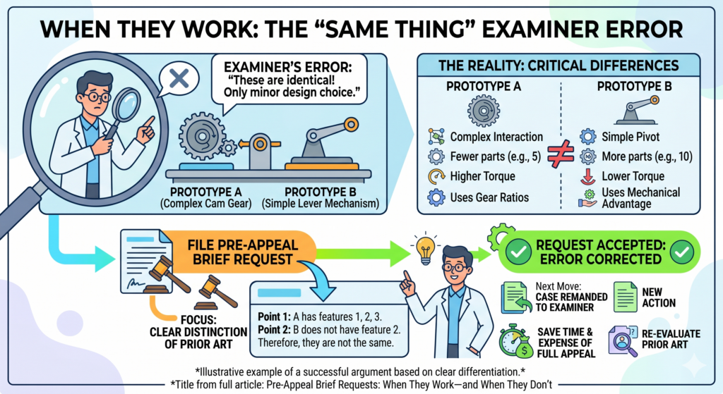 This is one of the most common and most useful pre-appeal arguments. The examiner may say a reference teaches the claim because the reference uses a similar word.